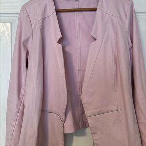 Elegant Light Pink Faux Suede Women's Blazer